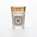 Classic cups Moroccan Zellij Tea Glass with Blue & Brown Mosaic and Embossed Gold Trim