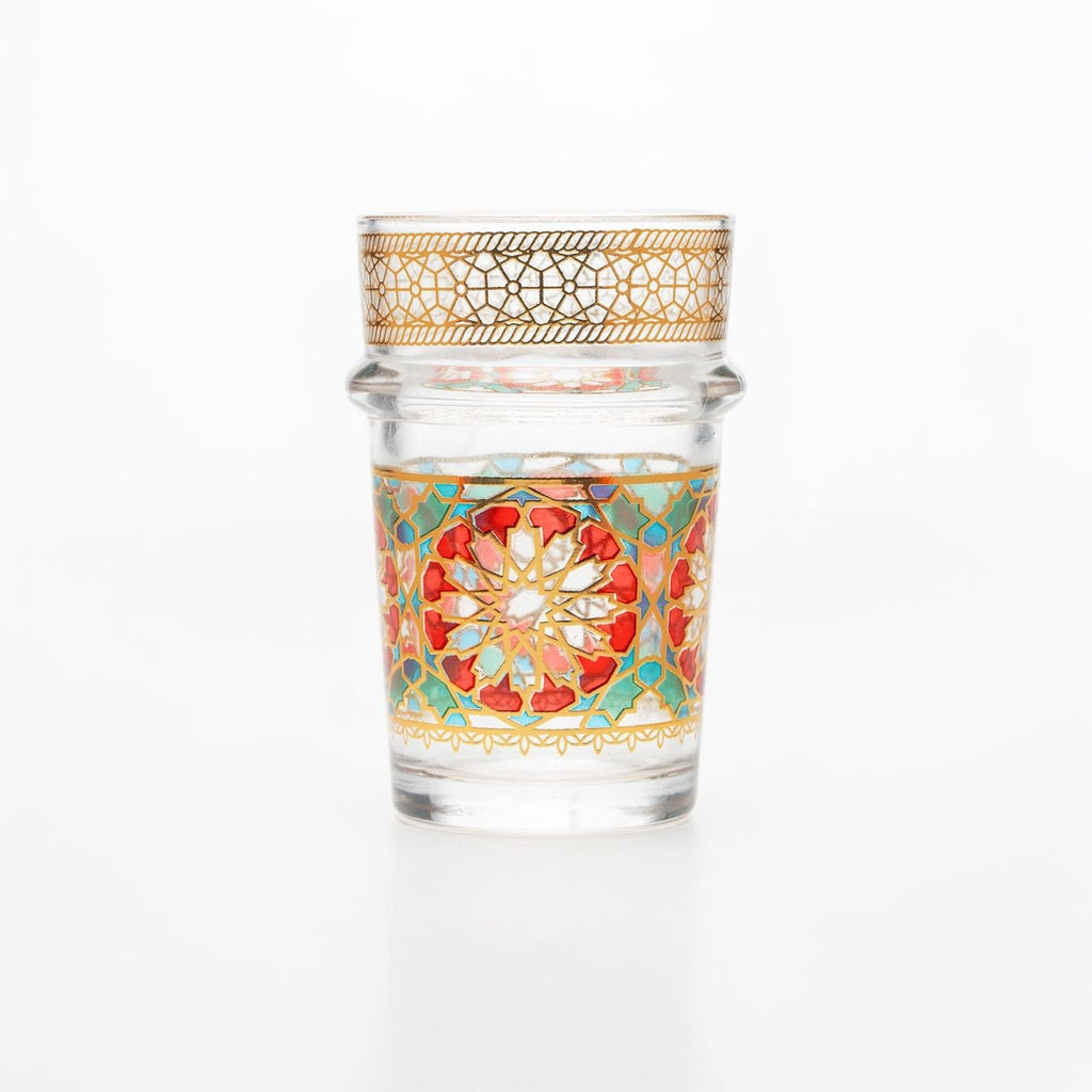 Hand-Painted cups Moroccan Zellij Tea Glass with Gold Filigree Rim