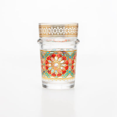 Hand-Painted cups Moroccan Zellij Tea Glass with Gold Filigree Rim