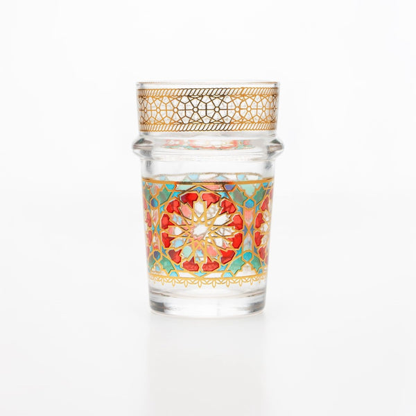 Hand-Painted cups Moroccan Zellij Tea Glass with Gold Filigree Rim