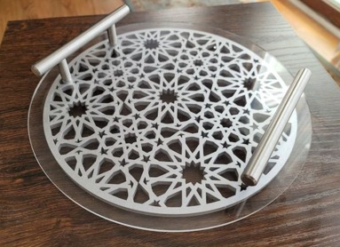 Product Title Modern Acrylic & Laser-Cut Islamic Geometric Serving Tray